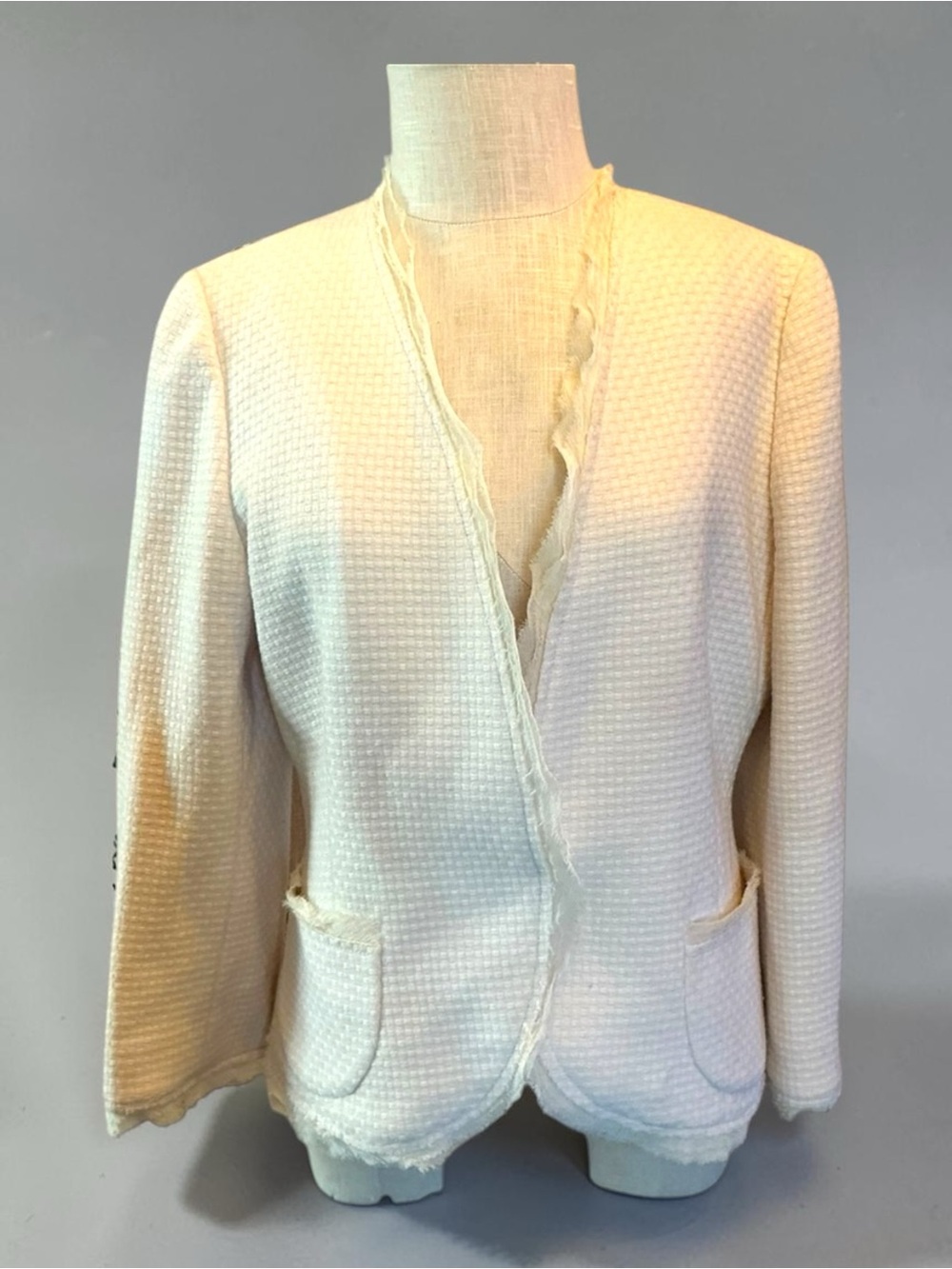 Banana Republic Vintage Ivory Pearl Textured Wool Blend Blazer Jacket 14